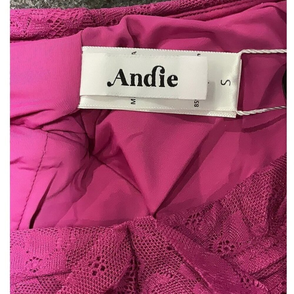 Andie Size S One piece swimsuit Nemale Purple Sexy Floral Lace Pool Vacation NWT - Picture 3 of 10